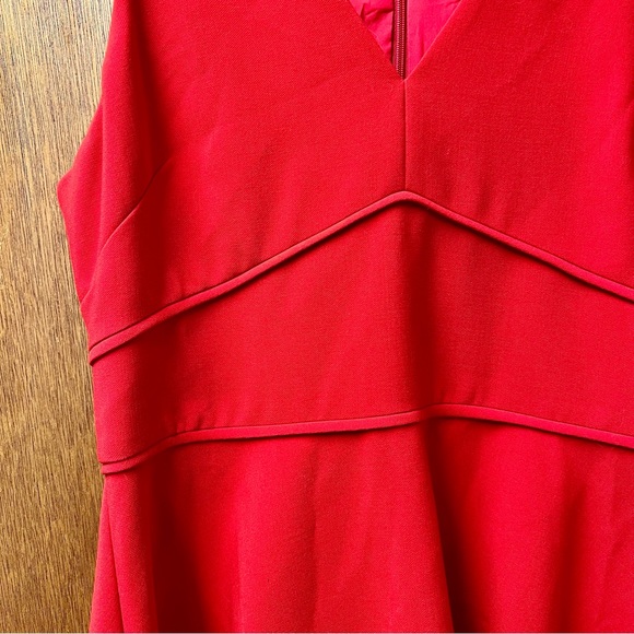 Likely Bunker V-Neck Sleeveless Fit & Flare Skater Mini Dress Scarlet Red 10 - Picture 8 of 15